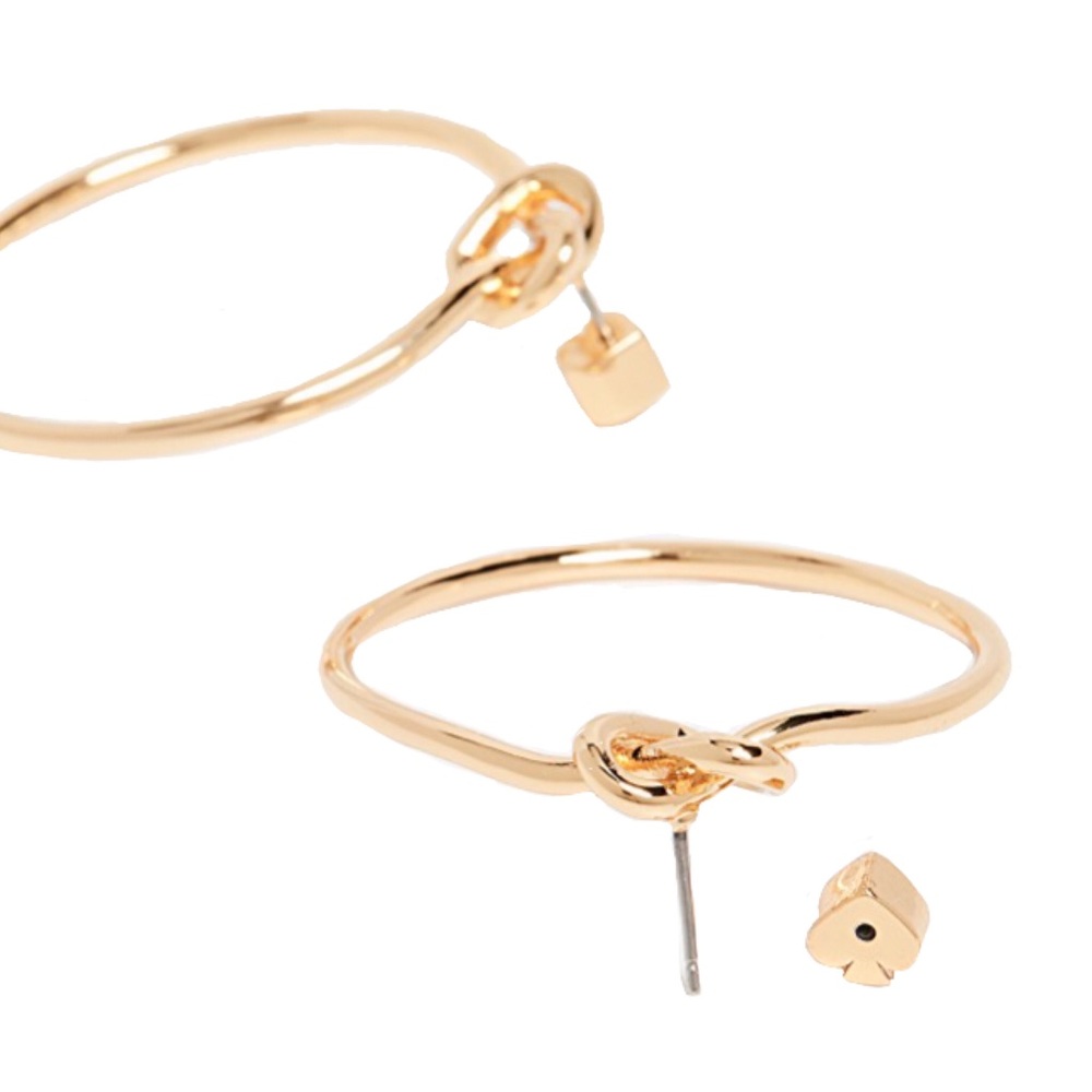 KATE SPADE • Gold Loves Me Knot Hoop Earrings - Picture 4 of 4